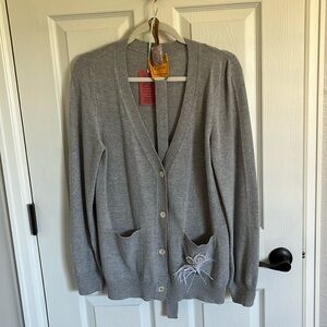 Le Lion EUC grey cardigan with belt and embellishment size M